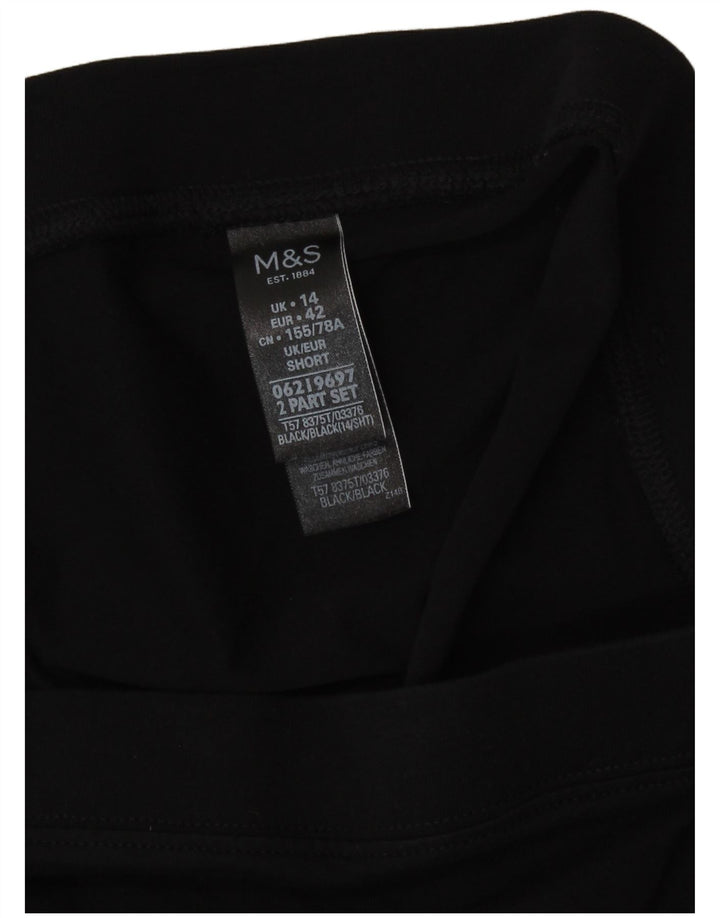 Marks & Spencer Kvinder Short Leggings UK 14 Large Black Bomuld