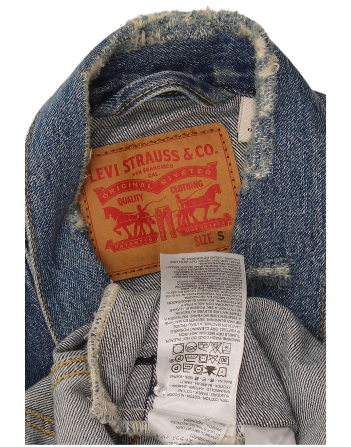 Levi's Men Distressed Denim Jacket UK 36 Small Blue Cotton