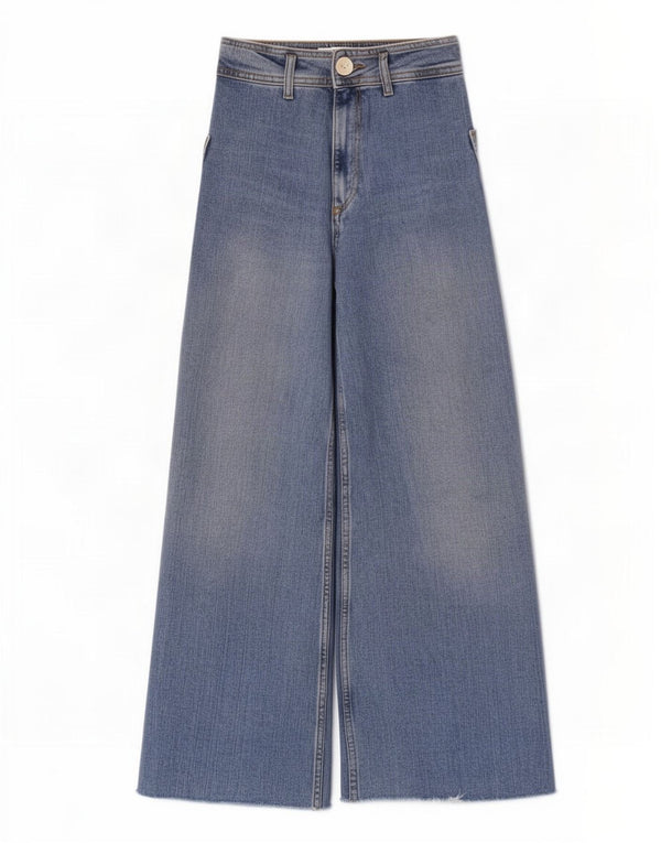 Zara Womens The Marine Straight Wide Leg Jeans EU 34 2XS W24 L27 Blå