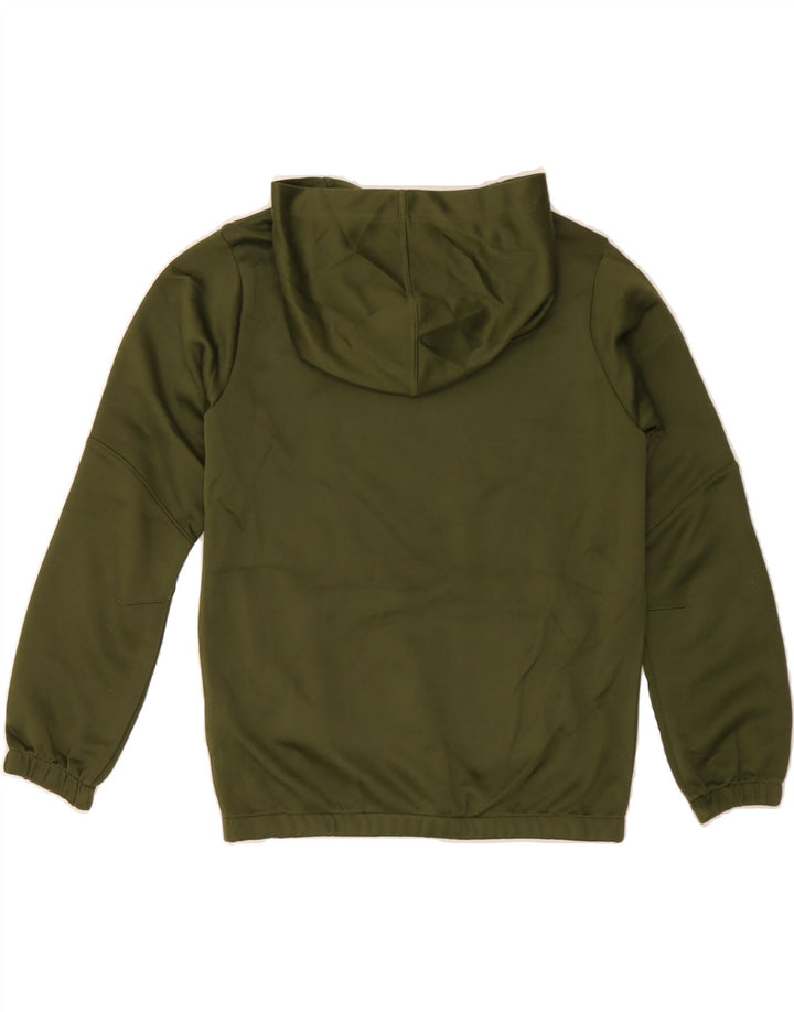 NIKE Boys Graphic Hoodie Jumper 10-11 Years Medium Khaki Polyester Vintage Nike and Second-Hand Nike from Messina Hembry 