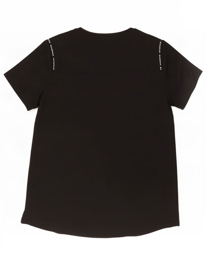 Champion Dame Grafisk T-Shirt Top UK 12 Medium Sort Polyester
