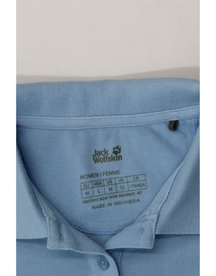 JACK WOLFSKIN Womens Polo Shirt UK 12 Medium Blue Cotton Vintage Jack Wolfskin and Second-Hand Jack Wolfskin from Messina Hembry 
