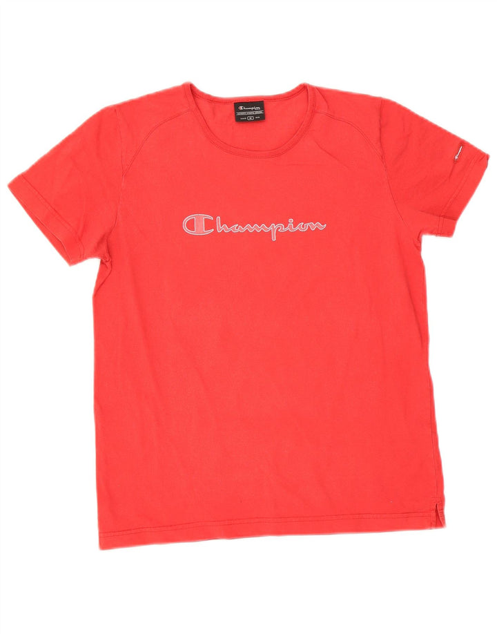 Champion Dame Grafisk T-Shirt Top UK 12 Medium Rød