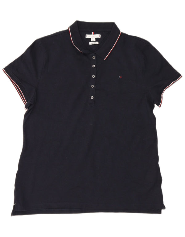 Tommy Hilfiger Dame Klassisk Polo Shirt UK 18 XL Marineblå Stribet
