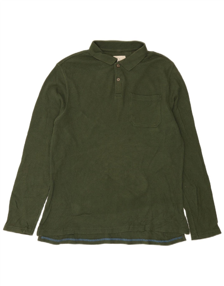 White Stuff Langærmet herre poloshirt Medium Khaki Bomuld