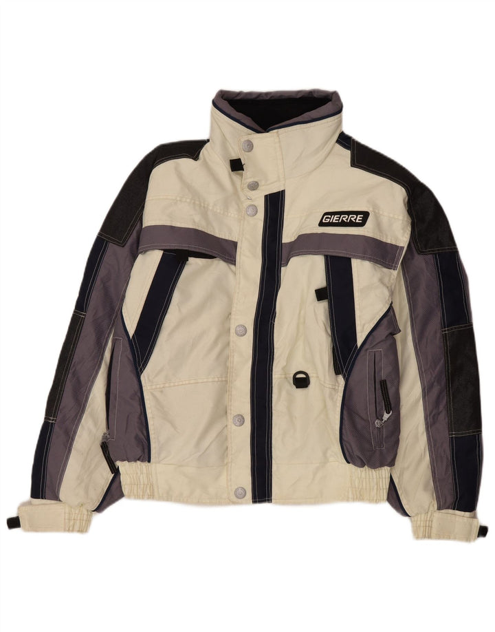 Gierre Skijakke med hætte til mænd IT 48 Medium Off White Colourblock Polyester