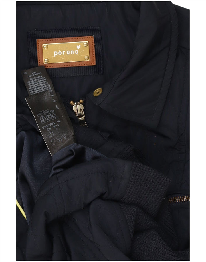 Marks & Spencer Dame Per Una Quiltet Jakke UK 14 Large Navy Blue