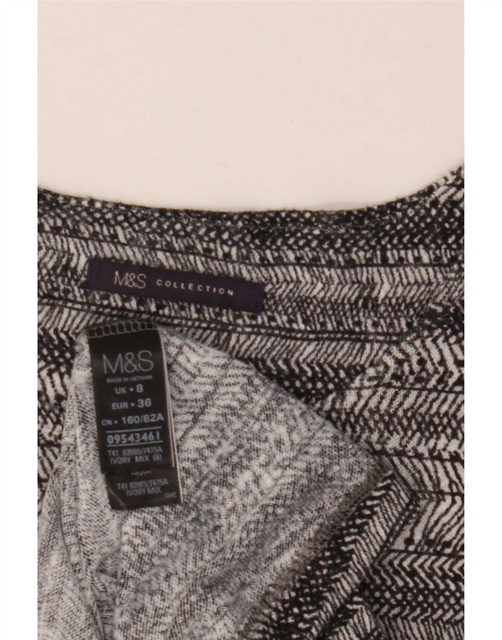 Marks & Spencer Dame Top 3/4 ærme UK 8 lille Off White Stribet