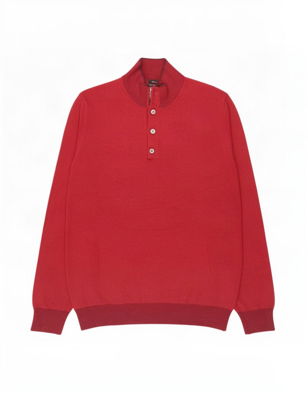 Massimo Dutti Herre Button Neck Jumper Sweater XL Bourgogne Bomuld