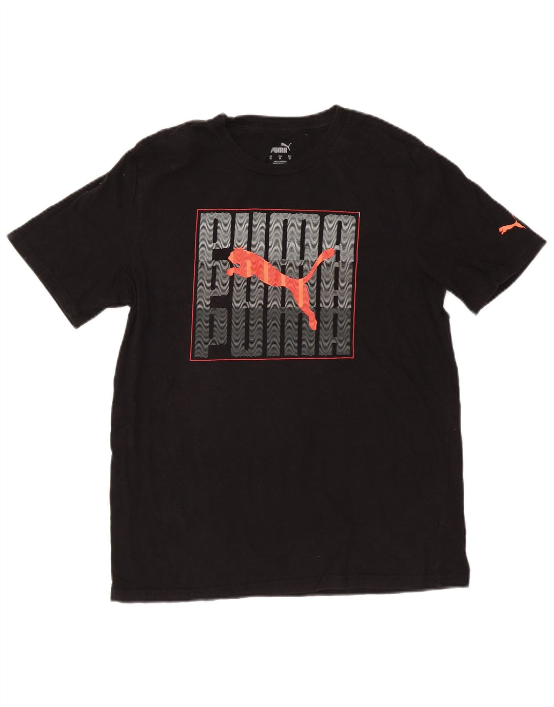 PUMA Grafisk T-shirt til mænd, medium sort bomuld