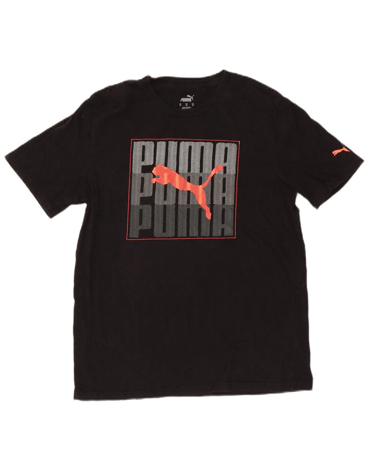 PUMA Grafisk T-shirt til mænd, medium sort bomuld