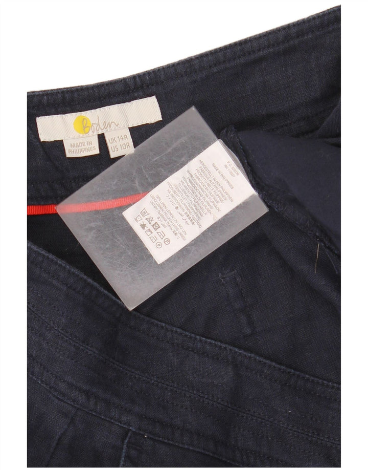 BODEN Kvinder med brede ben cropped bukser UK 14 Large W34 L25 Marineblå hør