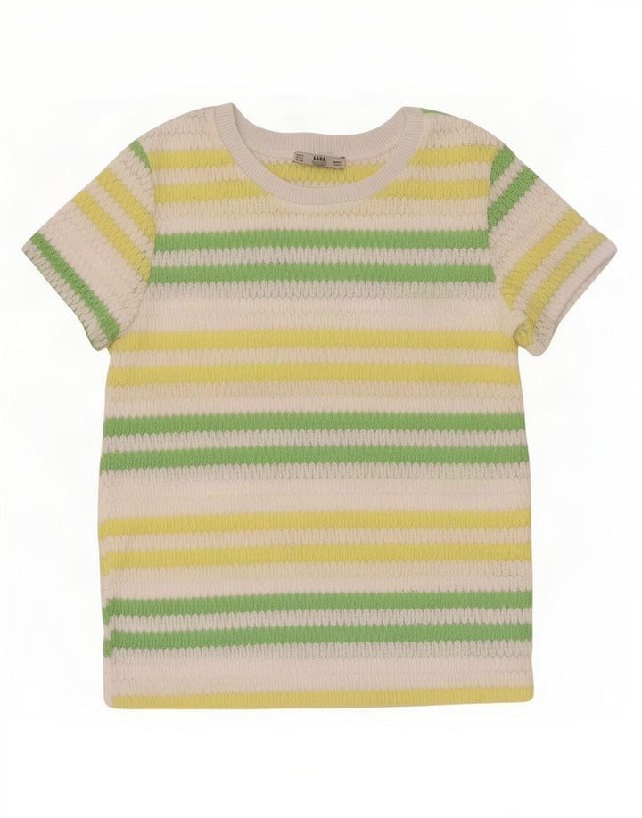 Zara strikket bluse top UK 10 Lille flerfarvet stribet polyester