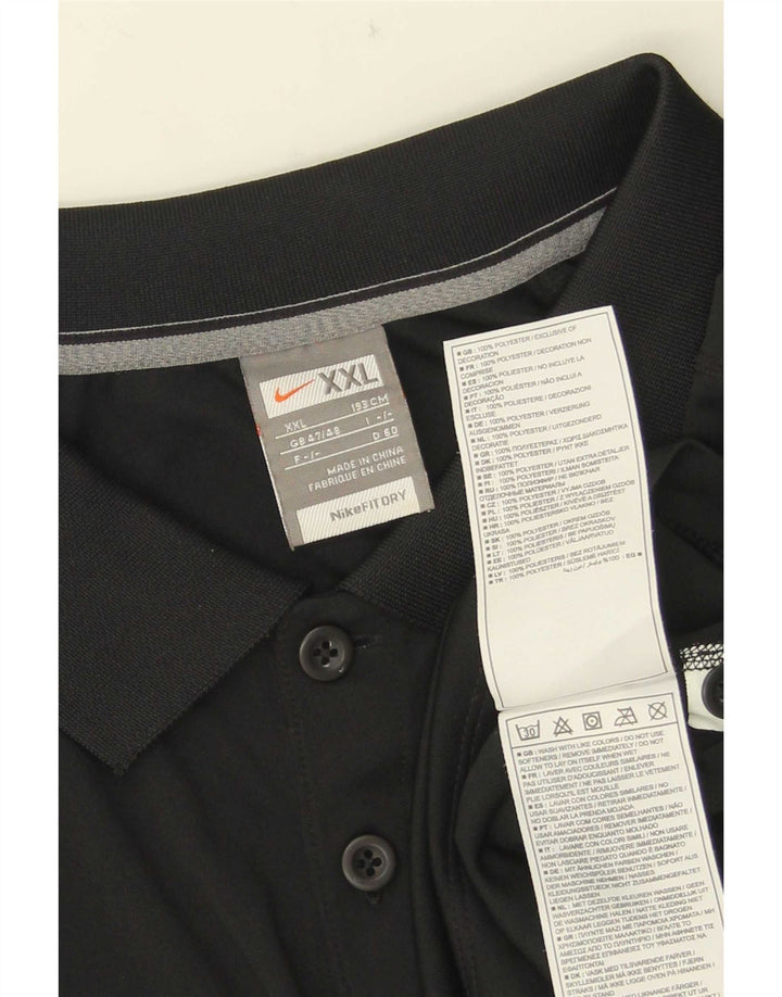 Nike Polo Shirt til mænd UK 47/48 2XL Sort Colourblock Polyester