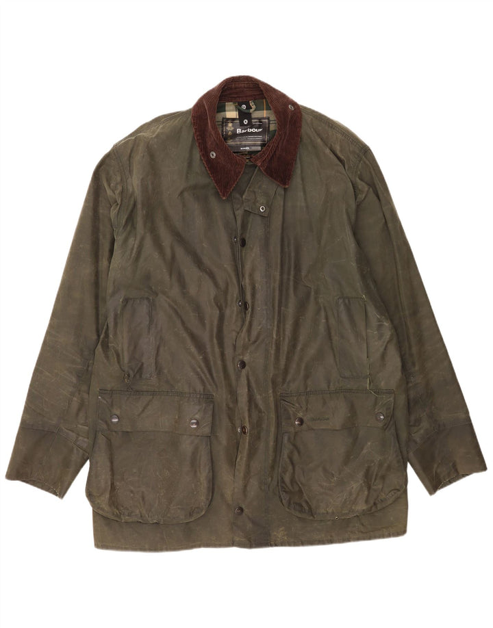 Barbour Herre Border Loose Fit Vokset Bomuldsjakke EU 48 Medium Grøn Bomuld