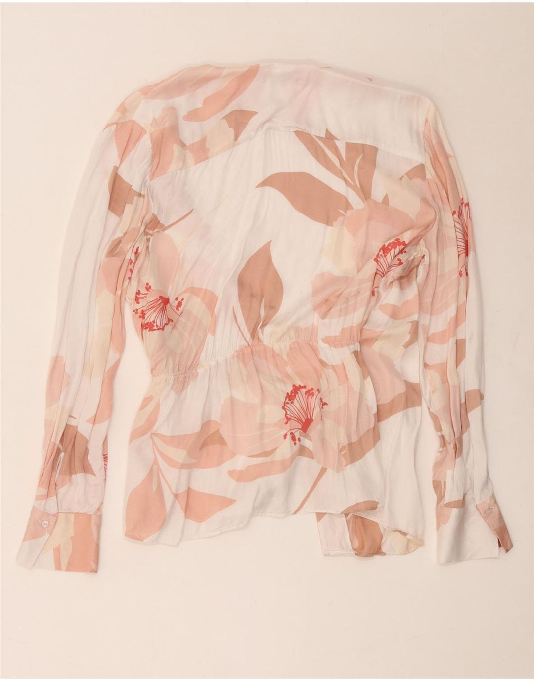 Massimo Dutti Dame Wrap Shirt Bluse EU 42 Large White Floral Viscose