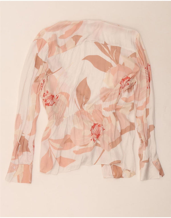 Massimo Dutti Dame Wrap Shirt Bluse EU 42 Large White Floral Viscose