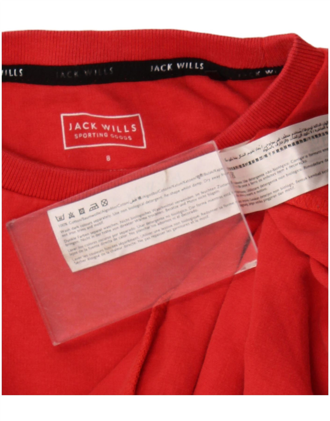 Jack Wills Dame Oversized Graphic Crop Sweatshirt Jumper UK 8 Small Red