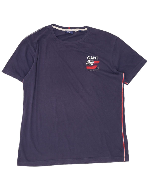 Gant Grafisk T-shirt top til mænd 2XL marineblå bomuld