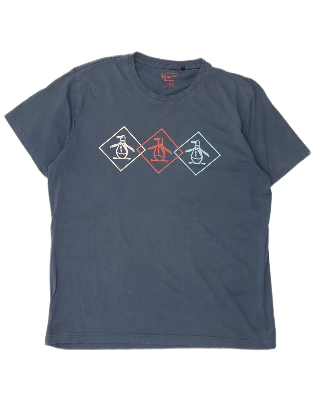 Penguin Herre Grafisk T-Shirt Top XL Blå Bomuld