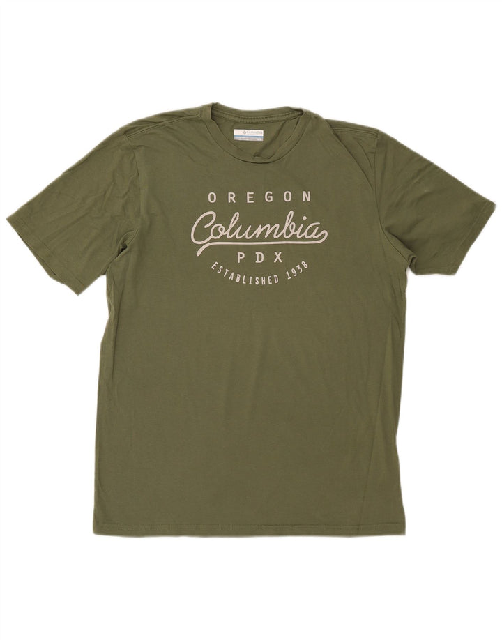 Columbia Herre grafisk T-shirt Top Medium Khaki Bomuld