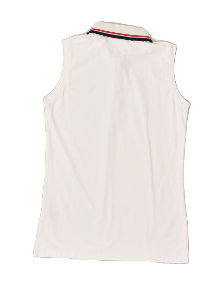 CHERVO Womens Sleeveless Polo Shirt UK 12 Medium  White Polyamide | Vintage Chervo | Thrift | Second-Hand Chervo | Used Clothing | Messina Hembry 