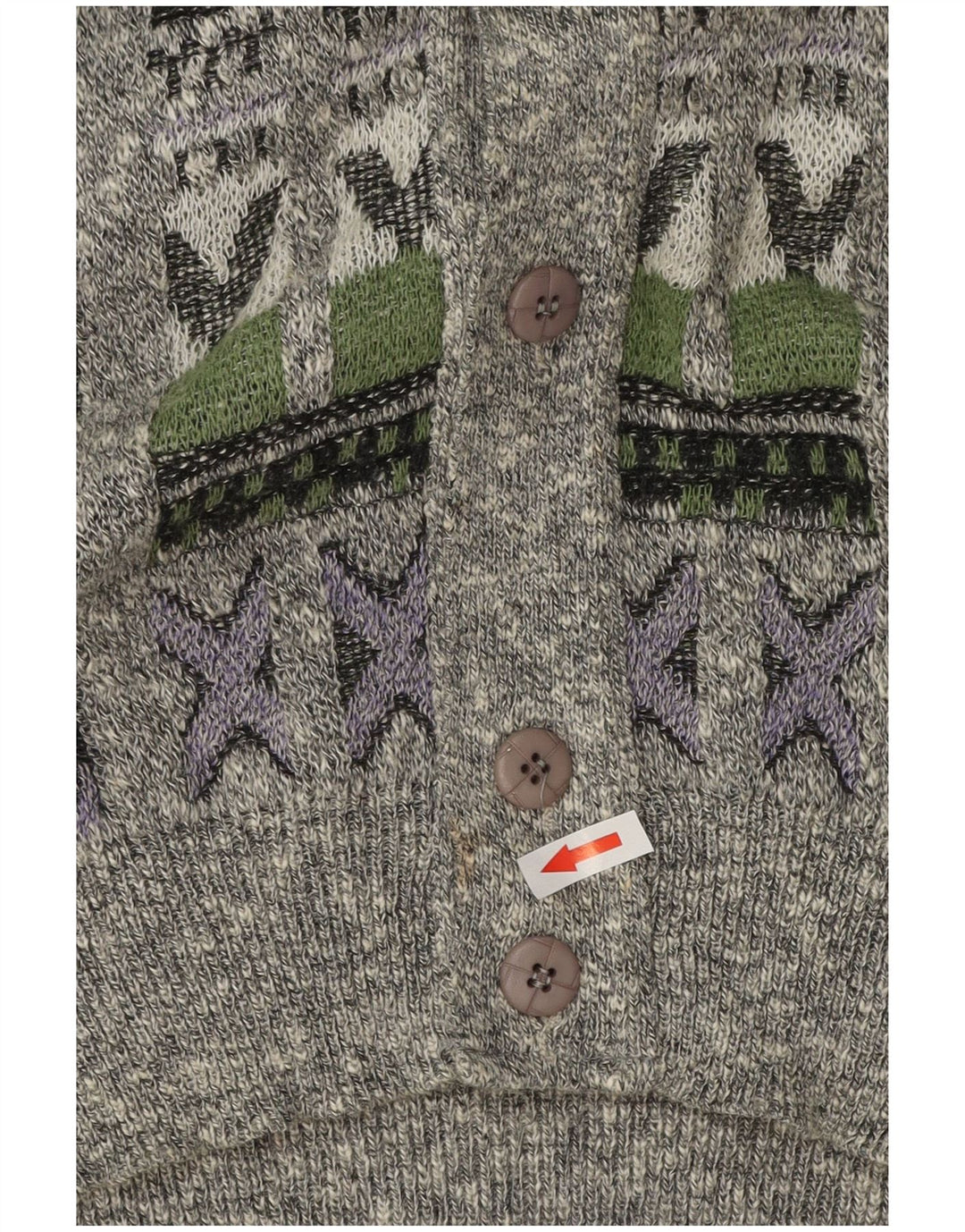 VINTAGE Herre Cardigan Sweater 2XL Flerfarvet Geometrisk