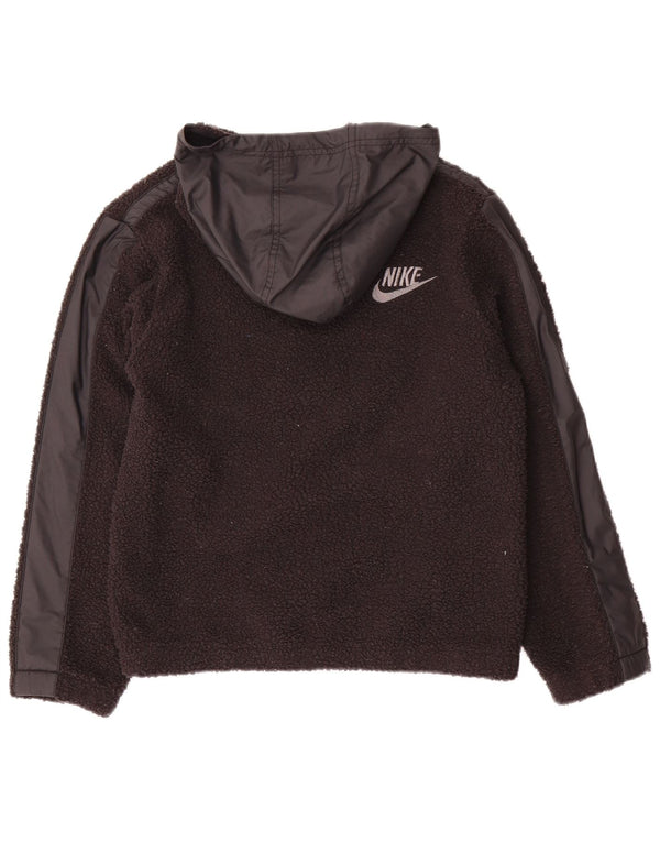 Nike Boys grafisk fleecetrøje med lynlåshals 10-11 år Medium Sort Polyester