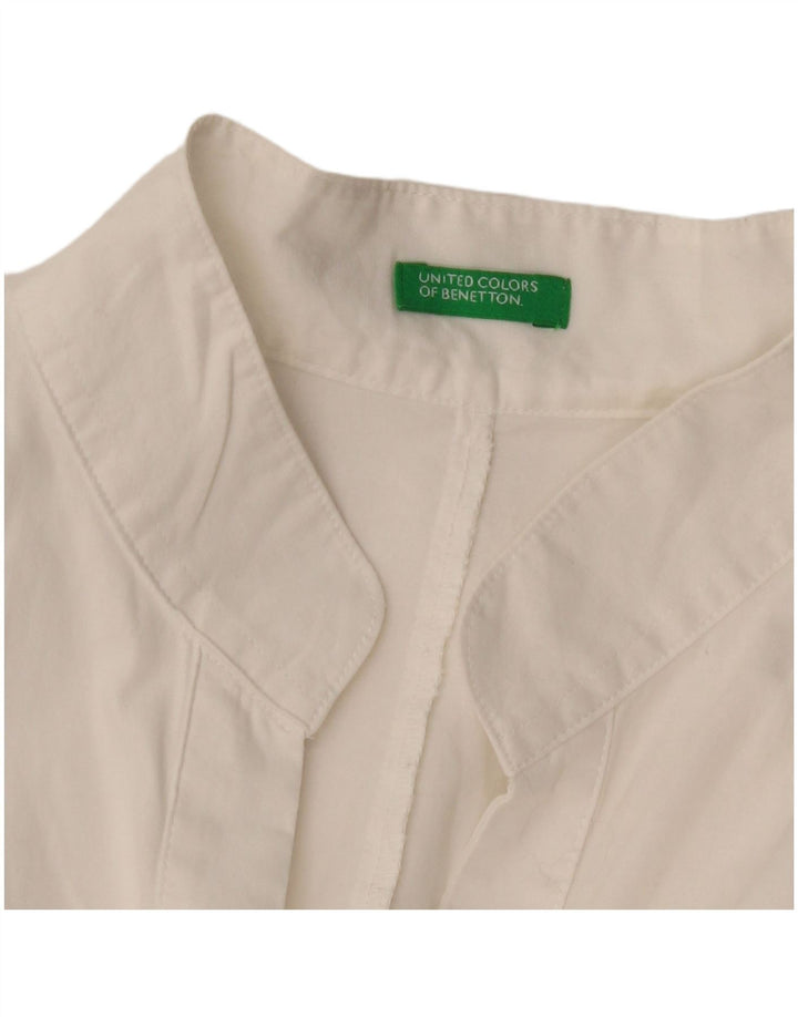 BENETTON skjortebluse til kvinder UK 14 Medium White
