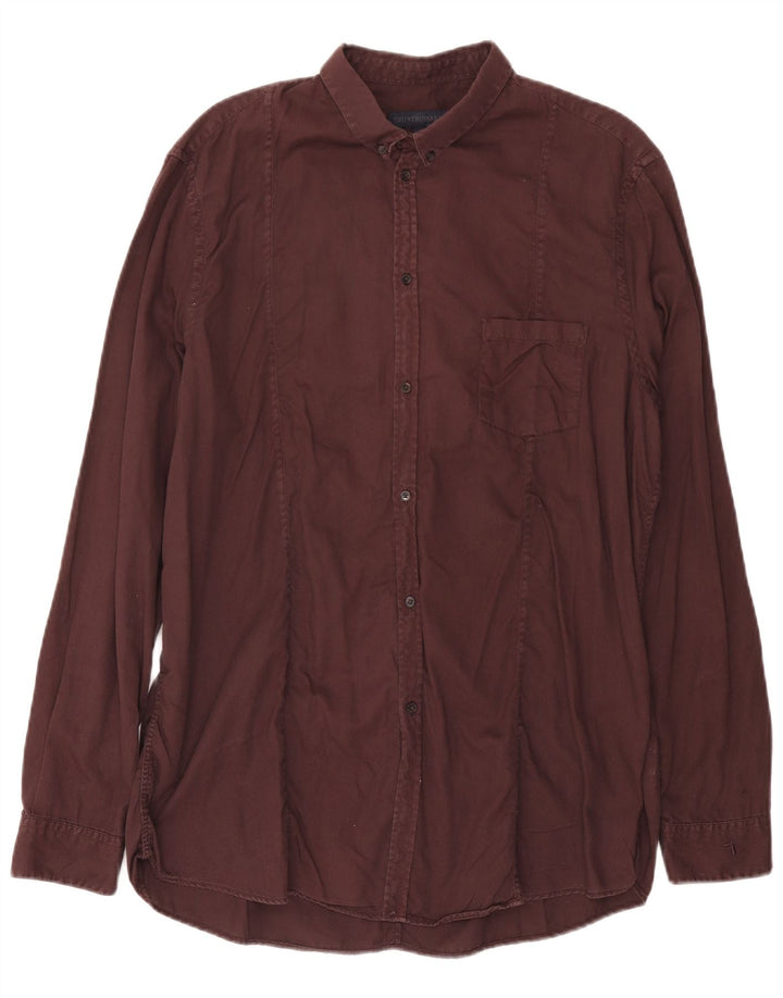 Trussardi herreskjorte str. 44 XL Bourgogne bomuld