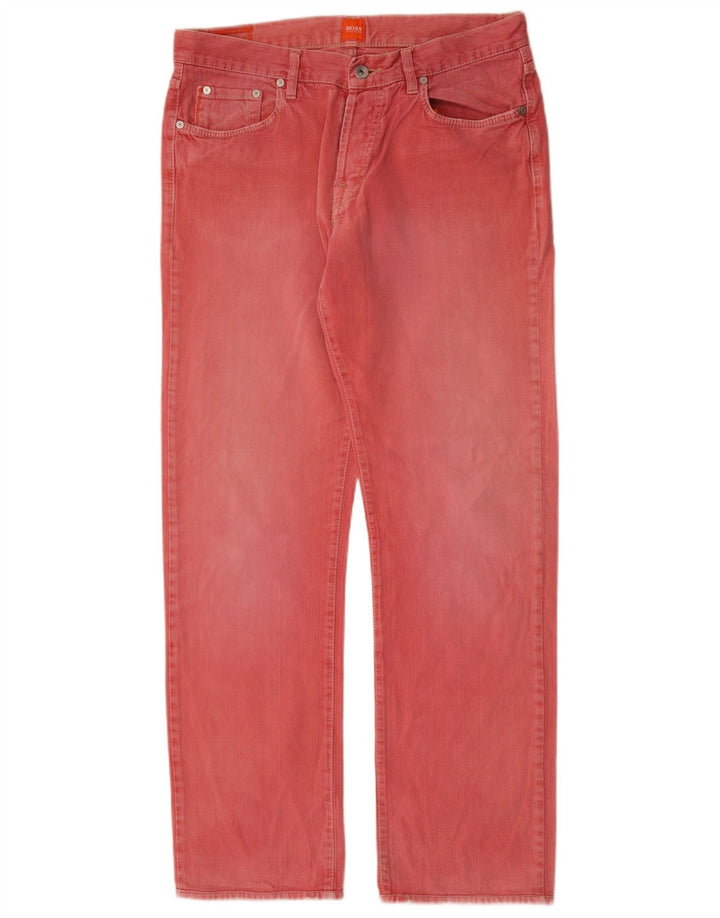 Hugo Boss Straight Jeans til mænd W33 L34 Pink Bomuld