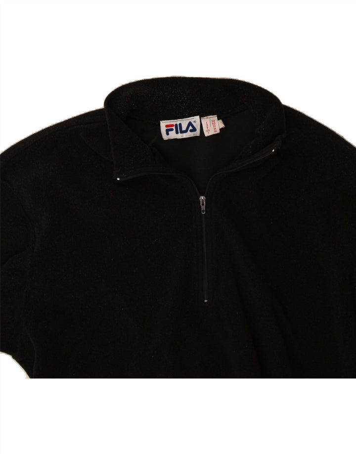 FILA Mens Zip Neck Fleece Jumper Medium Black Vintage Fila and Second-Hand Fila from Messina Hembry 