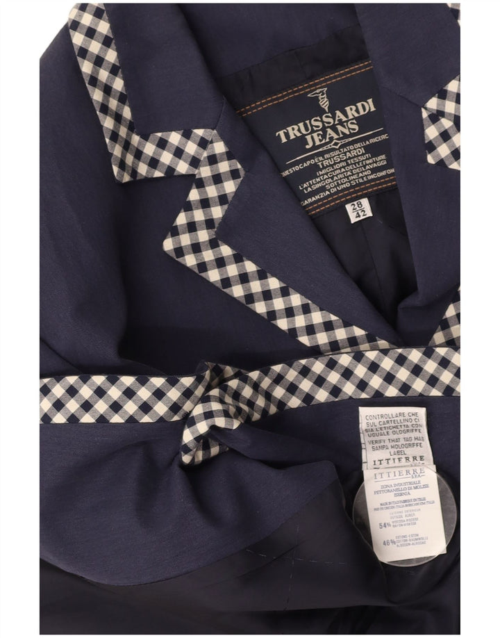 TRUSSARDI JEANS Womens 3 Button Blazer Jacket IT 42 Medium Navy Blue