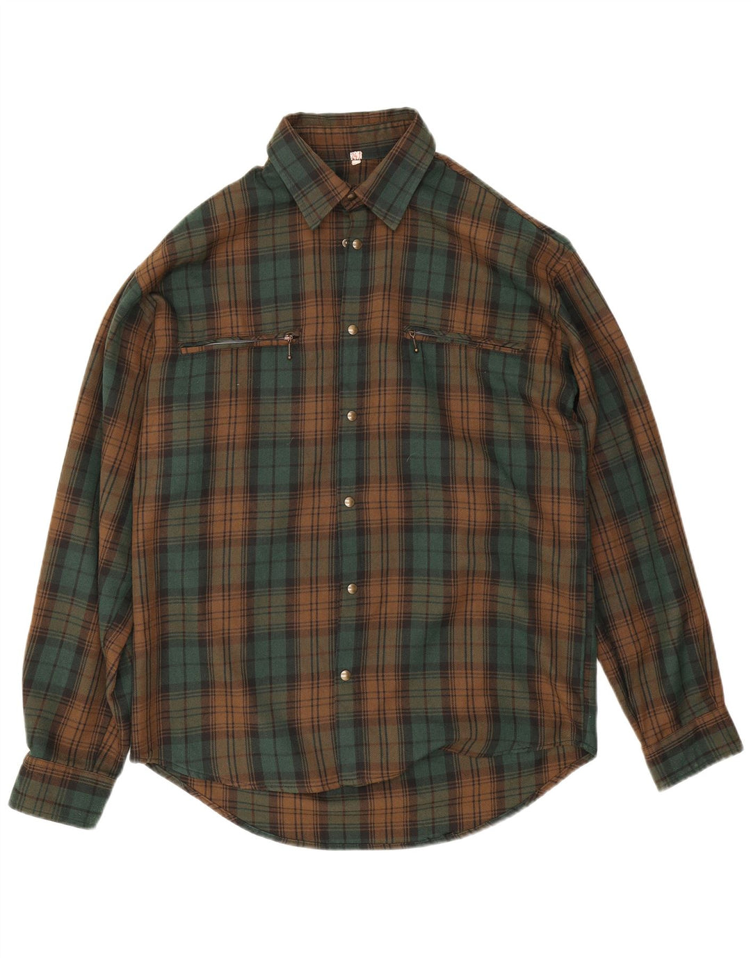 Vintage flannelskjorte til mænd, medium grøn ternet