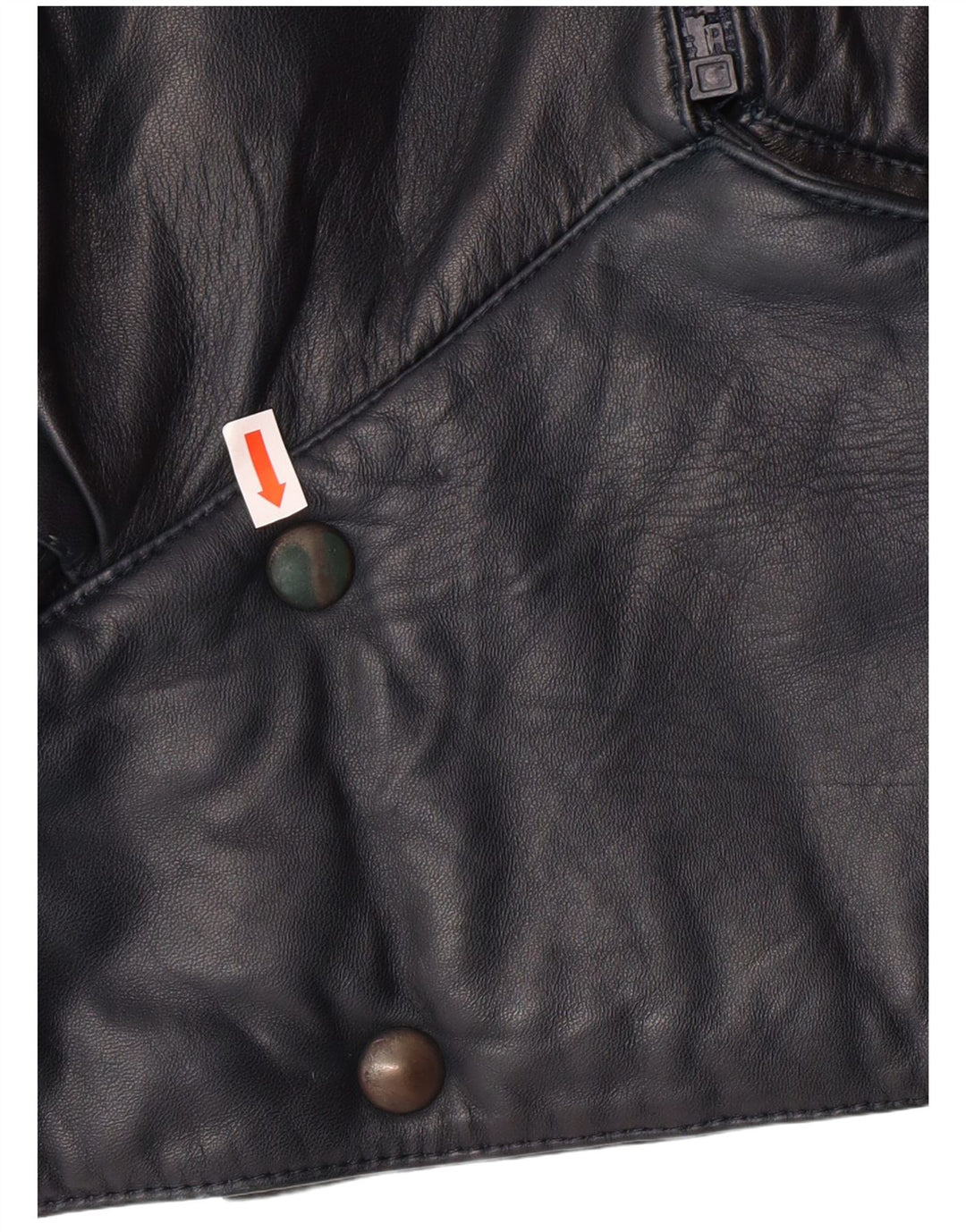 VINTAGE Crop læderjakke til kvinder UK 6 XS Marineblå