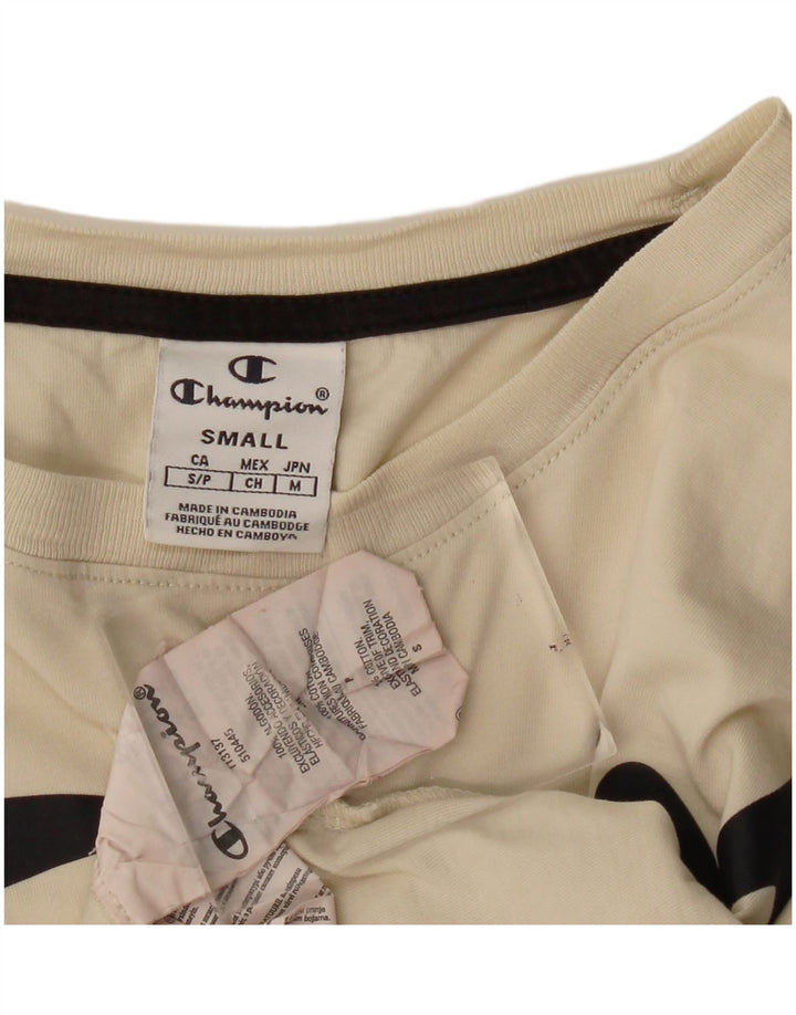 CHAMPION Womens Crop Oversized grafisk T-shirt top UK 10 Small Beige