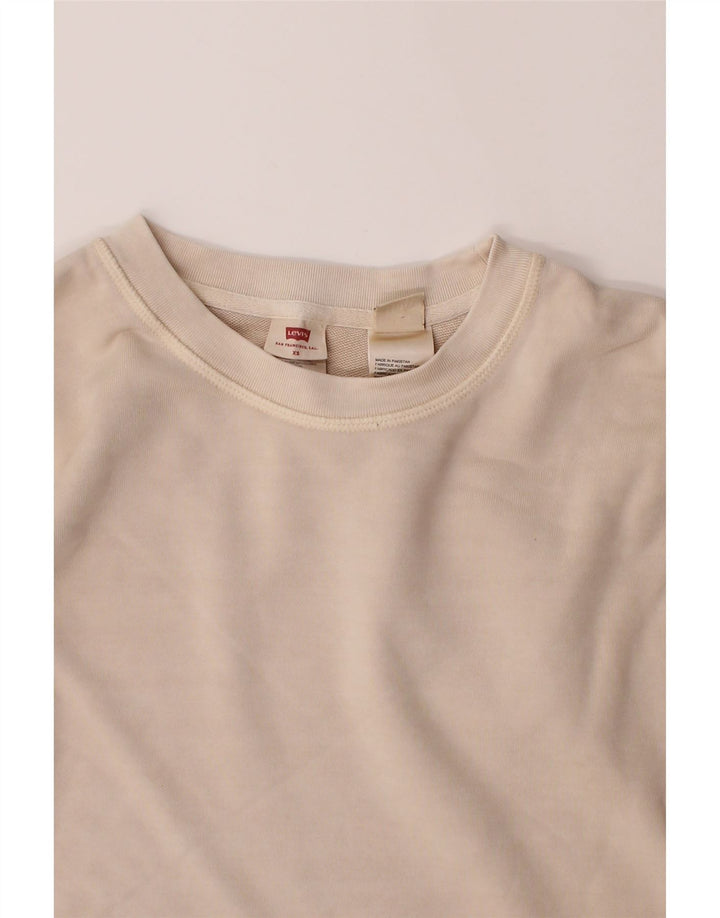 LEVI'S Womens Crop Oversized Sweatshirt Jumper UK 6 XS Beige Cotton Vintage Levi's and Second-Hand Levi's from Messina Hembry 