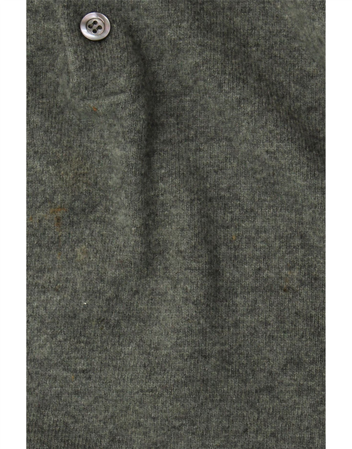 Benetton Herre Polo Neck Jumper Sweater Lille Grøn Virgin Wool
