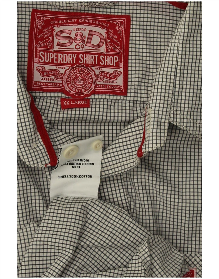 Superdry herreskjorte 2XL grå ternet bomuld