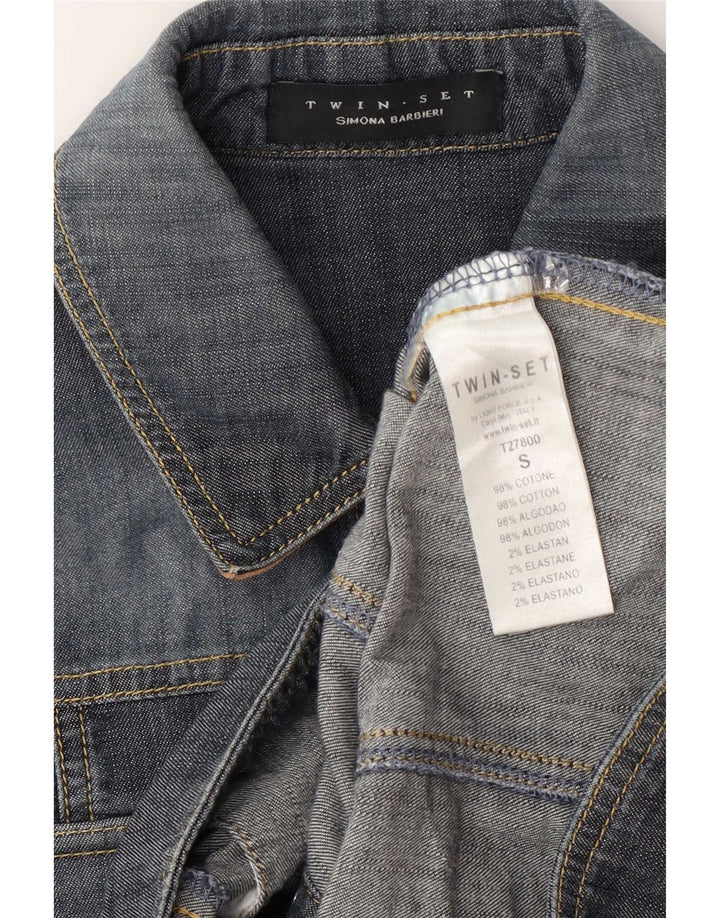 Simona Barbieri Dame Twin-Set Denim Jacket UK 10 Small Blue Cotton