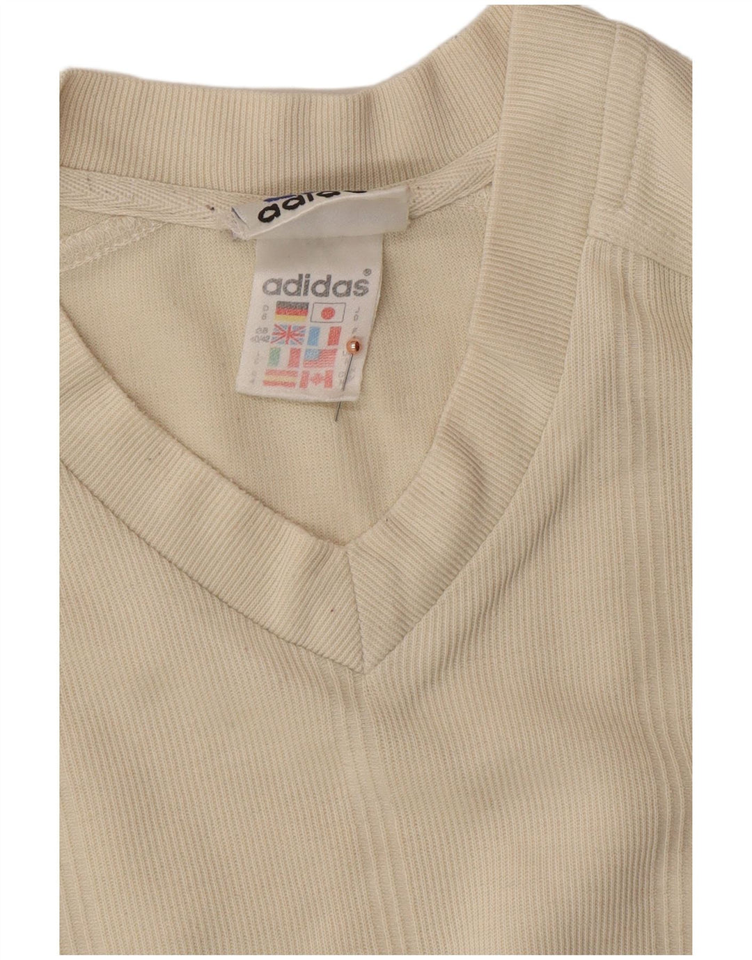 ADIDAS Herre T-Shirt Top UK 40/42 Medium Beige Bomuld