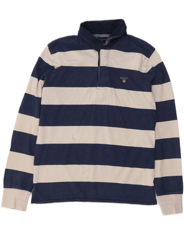 Gant Langærmet Rugby Polo Shirt Medium Marineblå Stribet bomuld