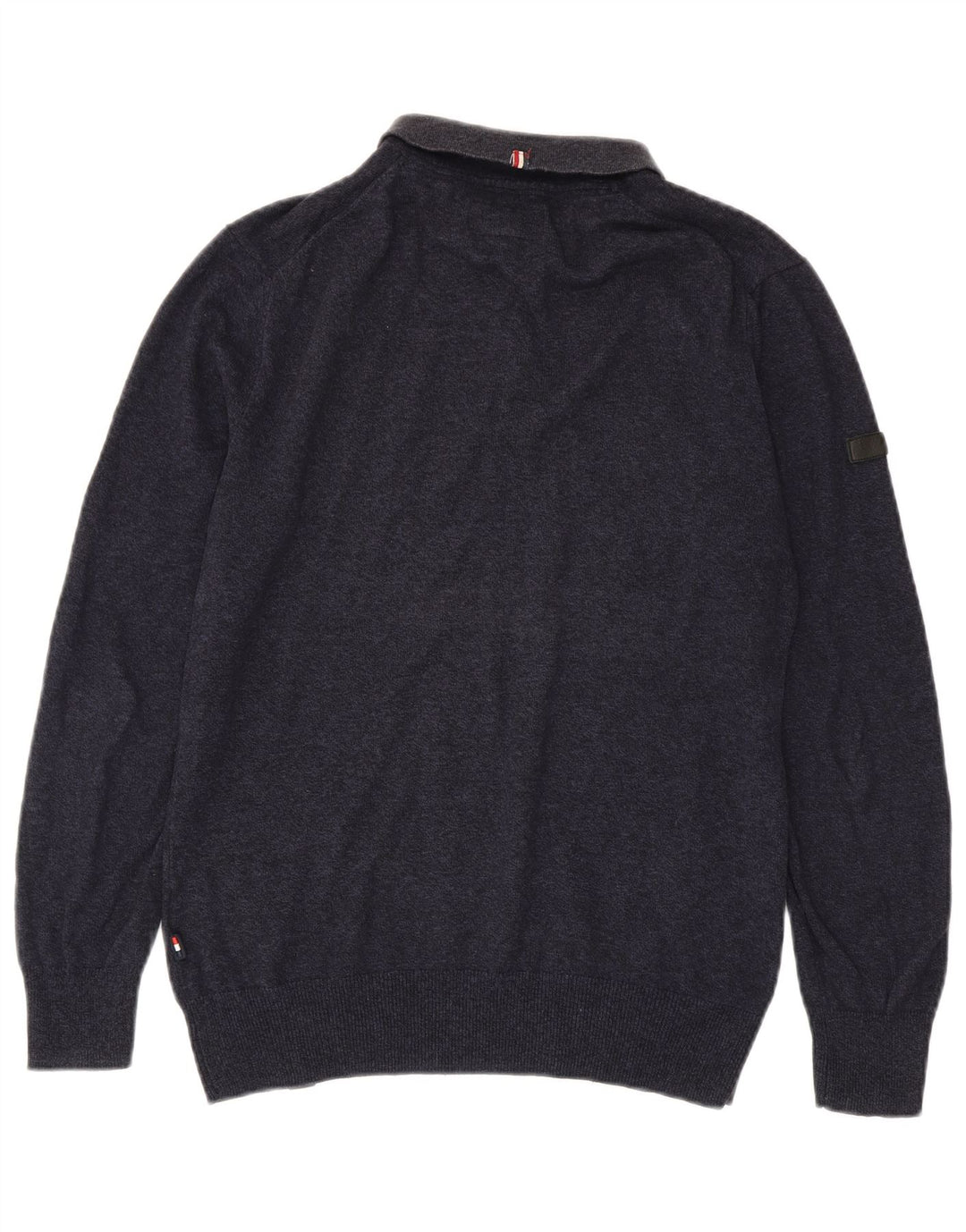 SUPERDRY Mens Polo Neck Jumper Sweater Small Navy Blue Cotton