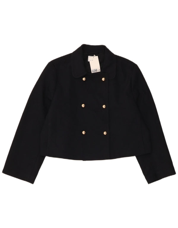 H&M Dame Dobbeltradet Oversized Blazer Jacket UK 14 Medium Navy Blue