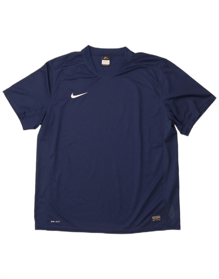 NIKE herre Dri Fit grafisk T-shirt top 2XL marineblå polyester