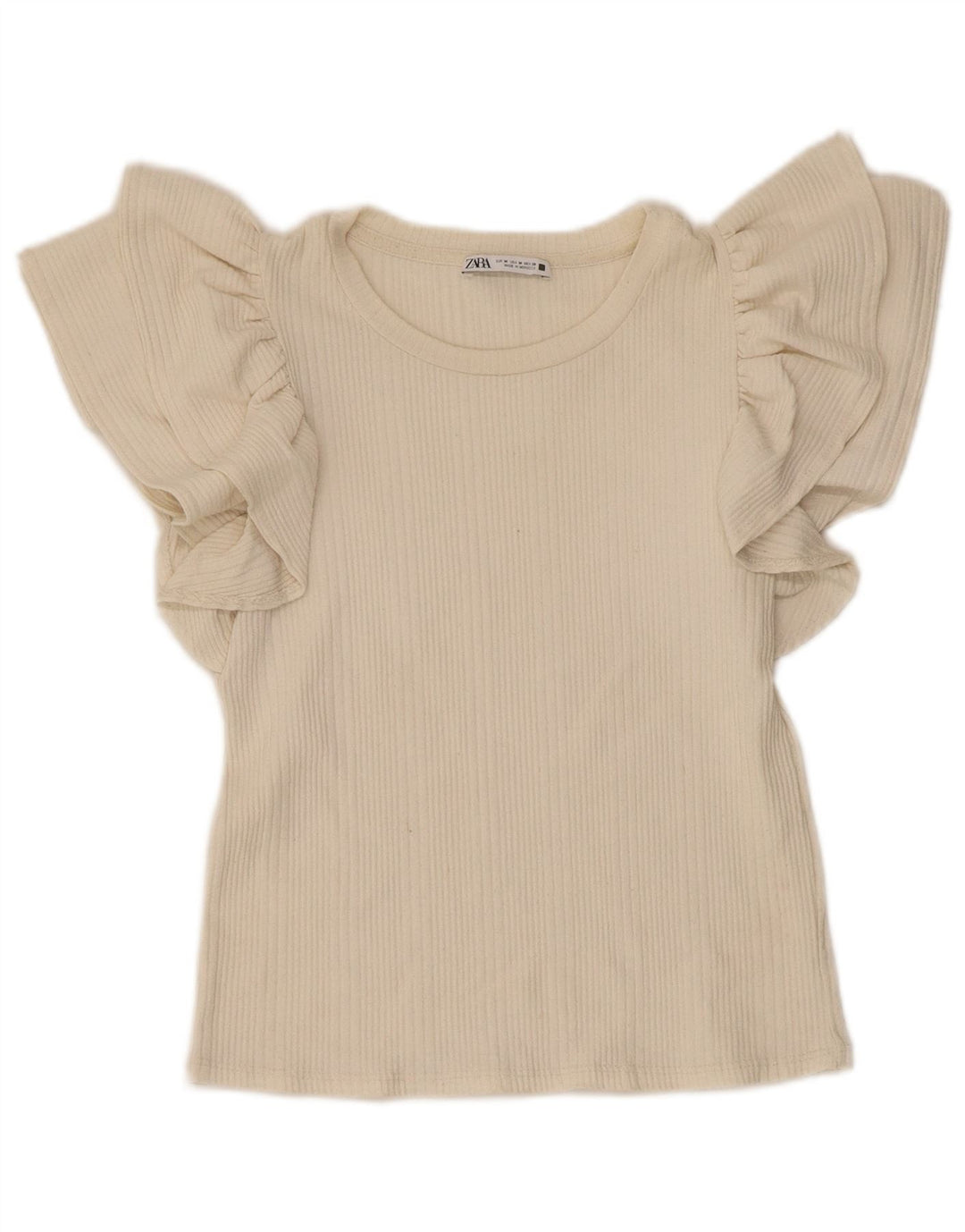Zara Womens Crop Bluse Top UK 12 Medium Beige