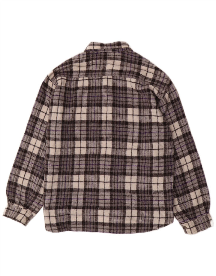 MAZZONETTO Flanellskjorte til mænd, lille grå ternet uld