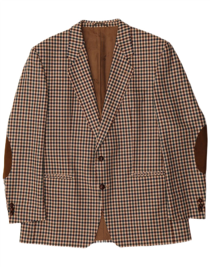 Piattelli Herre 2-knaps blazerjakke IT 54 2XL Brun Houndstooth Uld