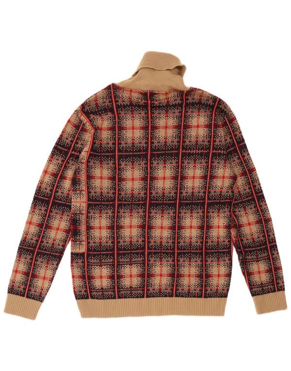 Vintage kvinders rullehals sweater UK 18 XL brun ternet uld