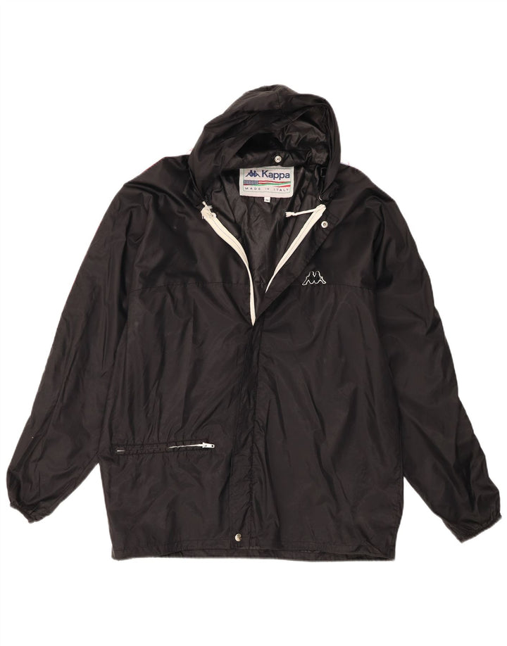 Kappa Herre grafisk regnjakke med hætte UK 38 Medium Sort Colourblock Nylon